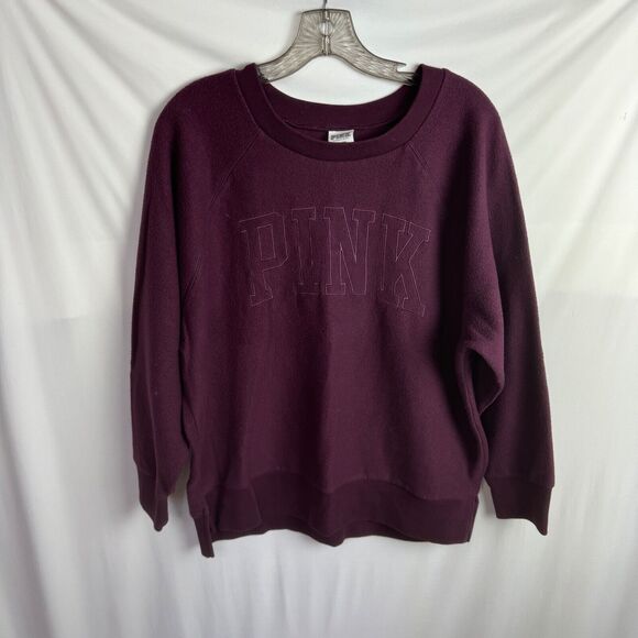 Victoria's Secret PINK Women's Fleece Sweatshirt Size Medium Burgundy - Picture 1 of 6